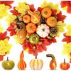 QIMMU 70 decorazioni autunnali a forma di zucca, zucca decorativa, foglie d'acero artificiali, ghiande e pigne, per decorazione autunnale, decorazione da tavolo, Halloween