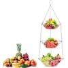Zosenyer Porta Frutta, 3 Piani Portafrutta da Appendere Cesto Frutta e Verdura H x D: 73 x 28 cm Mantiene Frutta e Verdura Fresca, Adatto per Frutta, Agrumi, Noci, Alimenti