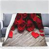 PAAHRYI Coperta con motivo a rose rosse, romantica, con motivo a rose 3D, calda, moderna stampa floreale, comoda, per letto, divano, ufficio, auto, viaggi, campeggio (130 x 150 cm, A)