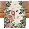 Artoid Mode Fiocchi di neve cervo sika, pigne di Natale, runner da tavolo, decorazione per interni, vacanze, feste, 40 x 240 cm