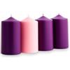 KORAT Set 4 Candele dell'Avvento Alte 15 cm Ø 7,5 cm - 3 Viola + 1 Rosa Candele Pilastro Colore Solido per Corona dell'Avvento e Decorazioni Natalizie Lunga Durata, Fiamma Stabile, Ideali per Liturgia