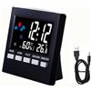 TopHomer Termometro igrometro da interno, grande display LCD, monitor digitale di umidità della temperatura con sveglia, previsioni meteo e cavo USB per casa e ufficio