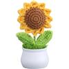 SUNNYCLUE Girasoli All'Uncinetto Fiori All'Uncinetto Gialli Fiori Lavorati A Maglia Fatti A Mano Piante In Vaso per Scrivania Piccoli Mini Girasoli Artificiali per Casa Ufficio Stanza Natale Compleann