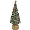 Generico Alberello di Natale Decorativo in Ceramica Verde 25 cm, Albero in Ceramica tipo Argilla Stile Country Natalizio Puntale stella decori Glitter, Decorazione Segnaposto Natalizio con scatola idea regalo
