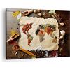ARTTOR Quadro su Tela 70x50 cm Stampe da Parete Cucina Mappa del Mondo - 2832