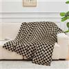 FY FIBER HOUSE Coperta in pile di flanella a scacchi, morbida e accogliente, con stampa a scacchiera a quadretti, per letto, divano, 127 x 152,4 cm, nero marrone