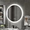 YU YUSING Specchio Bagno con Luce LED, Rotondo, 60 cm, 3 Colori, Luce Regolabili, Specchio da Parete, con Interruttore Touch e Funzione Antiappannamento, Visualizzazione del Tempo, IP44
