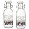 COSE DA CASA Set 2 Bottiglie in Vetro 500 ml con Tappo Ermetico a clip Decorata Per Acqua Naturale e Frizzante Bevande liquori fatti in casa