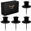 heimzeit Portacandele in Metallo con Punta per Candele a Stelo e Candele da Tavolo [4 Pezzi, Nero] Design Elegante, Portacandele per Corona dell'Avvento per una decorazione d'interni elegante