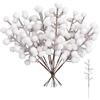 Jaarssho 20 pezzi di bacche bianche decorative natalizie, rami di bacche artificiali, rami finti, agrifoglio, lunghezza 22 cm, colori vivaci, decorazione per Natale, matrimonio, artigianato e