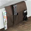 Fishtec Organizer da Divano universale Autobloccante - Bracciolo per divano/Tasca da letto - 5 Tasche - Adatto per bottiglia, giornali, telecomando, telefono, tablet, libri - 94 x 32 CM - Marrone