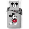 Jay Franco Completo Piumone Singolo 100% Cotone Disney Topolino A Strisce - Include una federa per cuscino 80 x 80