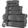 Towelbay Asciugamani da bagno di lusso (800 g/m²), 100% cotone egiziano, asciugamano da bagno per viso e mani, super jumbo, ad asciugatura rapida e assorbente, confezione multipla (asciugamano viso, antracite)