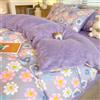 Morbuy Copripiumino in Flanella, Coperta Flanella con Chiusura Cerniera, Floreale Copriletto in Pile Invernale Caldo Morbido, Biancheria da Letto Singolo, Matrimoniale (200x230cm,Fiore Viola)