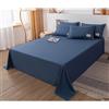 IsolaY Lenzuolo sopra in cotone cucito su 4 lati tinta unita 120x210 150x230 180x230 220x230 230x230 250x230 Lenzuolo con angoli Queen King Size, Blu Navy, S, King 250x230 cm