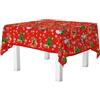 HOME ZEN HOUSEHOLD LINEN tovaglia art. nobile plastica pvc cerata antimacchia no stiro rosso natale copritavolo moderno da sala cucina con disegni fantasia (FIOCCHI DI NEVE, 120X160 CM)