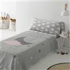 Cotton ARTean Set di Lenzuola per Bambini/Giovani Luna e Nuvola Letto da 90 x 190/200. 50% Cotone, 50% Poliestere