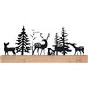 UNUS Foresta Silhouette, decorazione autunnale, invernale e natalizia, con cervi, cervi e alberi di Natale su base in legno di bambù, nero