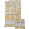 OM DOLCE CASA Strofinacci Asciughini Canovacci Set 3 Pezzi Misura Maxi cm 60x86 Tela Aida Ricamo Punto Croce Hobby Cucito Fondo Colore Ecru Variante Vino Disponibile in 4 Colori Prodotto in Italia (Giallo)
