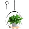 FENGCHUANG Vasi da Appendere Esterno, 30X30cm Portavasi da Appendere, Metallo con Base in legno Massello, Porta Piante, per Balcone e Fiori Decorazioni (Nero)