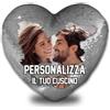Babloo Cuscino Pailettes Girabrilla a Cuore Personalizzato con Foto e Testo Personalizzabile Idea Regalo San valentino 40X40cm con Imbottitura (Argento)