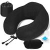 Kulamo Cuscino da Viaggio, Cuscino Collo Memory Foam, Cuscino Cervicale da Ufficio Ergonomico Portatile, con Maschera per Dormir, Tappi auricolari, Borsa, Perfetto per Aereo, Auto e Treno
