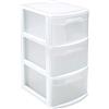 Acan Tradineur - Cassettiera in plastica bianca Thames, 3 cassetti trasparenti, 58,5 x 28,5 x 39 cm, torre di archiviazione e organizzazione multiuso, per ufficio e casa