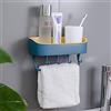 TopHomer 1 mensola da bagno autoadesiva per doccia, rettangolare, organizer per doccia, montaggio a parete, per doccia, cucina, senza fori, con gancio per appendere (blu scuro)