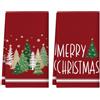 JOTOM Strofinacci da cucina a tema albero di Natale rosso, motivo fiocchi di neve, per le festività natalizie, 45x65 cm, asciugamani per piatti, per la decorazione natalizia in cucina, set di 2