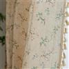A.Monamour Tenda per Interni Traslucido Semi Oscurante in Cotone Lino Floreale Decorativo con Nappine Tende a Pannello Porta Finestra per Camera da Letto Soggiorno Sala da Pranzo Cucina, 1 Pezzo