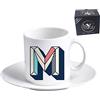 My Custom Style Tazzina da Cappuccino-The con piattino Incluso, in Ceramica #Lettera M Font_0003# 70x70mm