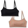 Amazon Essentials Bralette con Scollo Rotondo in Jersey di Cotone Donna, Confezione da 2, Bronzo Lavato/Nero, XL