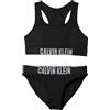 Calvin Klein Bambina Bikini Bralette Set con Fascia con Logo, Nero (Pvh Black), 8-10 Anni