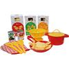 ODS TOYS Maisonelle - Pasta Lovers set Deluxe totale 13 pz | 3 pacchetti di pasta, 3 mestoli, presina, scolapasta, pentola con coperchio, padella, 2 barattoli di condimenti