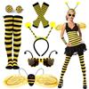 HVIERO Set di 5 accessori per adulti e donne, costume da ape, costume da donna, costume da ape, costume da ape, costume da api per adulti, fascia per capelli, occhiali, guanti a righe