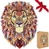 Lubiwood Leone Possente Deluxe Puzzle in Legno a Forma di Animale Unica (29x21 cm) - Progettato in Europa, Incoraggia la Concentrazione, Fornito con Scatola Regalo in Legno