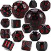 YILAIDA DND Dice - Set di dadi poliedrici - 15 pezzi con sacchetti D3-D100 dadi in poliedro DND gioco dadi per dungeon e dragons RPG MTG (nero e rosso)