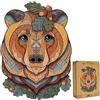 Lubiwood Orso Della Foresta Deluxe Puzzle in Legno a Forma Unica di Animale (29x21 cm) - Progettato in Europa, Incoraggia la Concentrazione, Fornito con Scatola Regalo in Legno