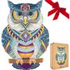 Lubiwood Gufo Cosmico Puzzle in Legno a Forma di Animale Unica (29x21 cm) - Favorisce le Abilità Cognitive & l'Ingegnosità - Fornito con Scatola Regalo in Legno