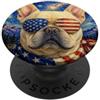 MericaLife Dogs Bulldog francese, cane Frenchie, bandiera USA, occhiali arte americana PopSockets PopGrip Adesivo