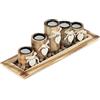 Relaxdays Portacandele, Vassoio e Vasetti, Centrotavola Rotondo, 5 Candeline, Effetto Legno, Cuori, L: 39,5 cm, Marrone