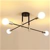 Goeco Lampadario da Soffitto Attacco E27 4 Luci 70CM, Cromo+Nero