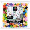 OfficeTree 500 Palline in Feltro Multicolore - Pompon Colorati Piccoli per Creazioni Artigianali per Bambini e Adulti