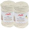 Stafil My Macramè Cordy 4 mm - Set da 2 Gomitoli in Cotone Riciclato (200 g x 2, 85 m x 2) - Cordino per Macramè, Crochet e Borse, Crema