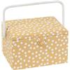 Hobby Gift Scatola Grande per Cucito con Manico - Cestino Porta Cucito in Cotone con Scomparti per Strumenti e Accessori Creativi - 23,5 x 31 x 20 cm, Pois Ocra
