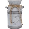 Fovasen Vaso da fiori in metallo shabby chic, stile rustico, vintage, grigio, per fiori a forma di amore, progettato per soggiorno, matrimonio, giardino, ufficio, decorazione natalizia, altezza 19,1