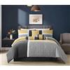 Chezmoi Collection Upland - Set di 7 trapunte patchwork in poliestere, per letto king size, colore: giallo/antracite/grigio
