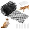 PENRUNKA 30 x 200 cm Tappetino Dissuasore Gatti con 8 Picchetti Terra & 8 Fascetta, Rete Antiscavalco Gatti Plastica Nero con Punte Delicate per Giardino Interno Esterno, Repellente Cani e Altri Animali
