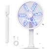 Neqraxis 4000V Racchetta Zanzare Elettrica，2 in 1 con Luce UV e Base Racchetta Antizanzare,Protezione Maglia a 3 Strati Adatto per Casa Giardino Campeggio Interni ed Esterni Bianco
