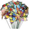 LATERN 60 Pezzi Pali della Farfalla del Giardino, 9CM Ornamenti di Farfalle Colorate 3D PVC Pali a Farfalla Impermeabili per Esterni Cortile Terrazza Fioriera Vaso di Fiori Giardino Decorazione